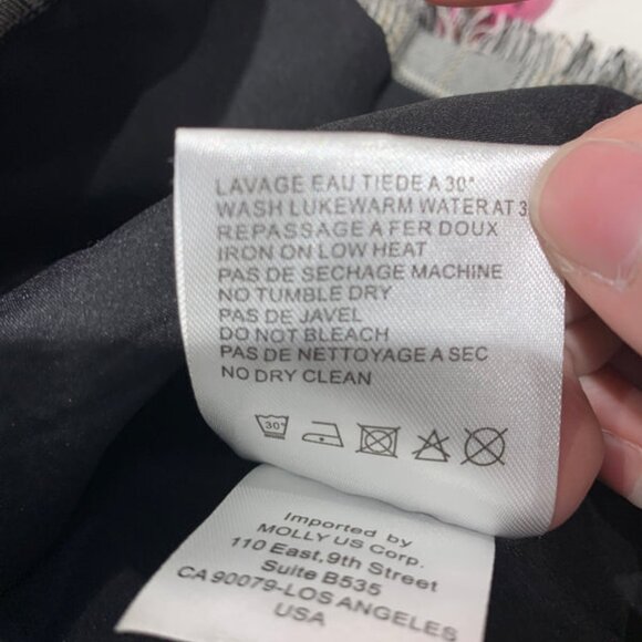 Lili Sidonio Fringe-Trim Plaid Blazer Grey Check - Women's Size XS - Picture 5 of 7